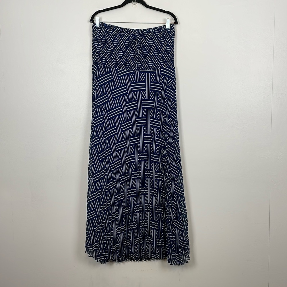 Andrew Charles Strapless Pleated Maxi Dress Womens M Lined Drawstring Dress